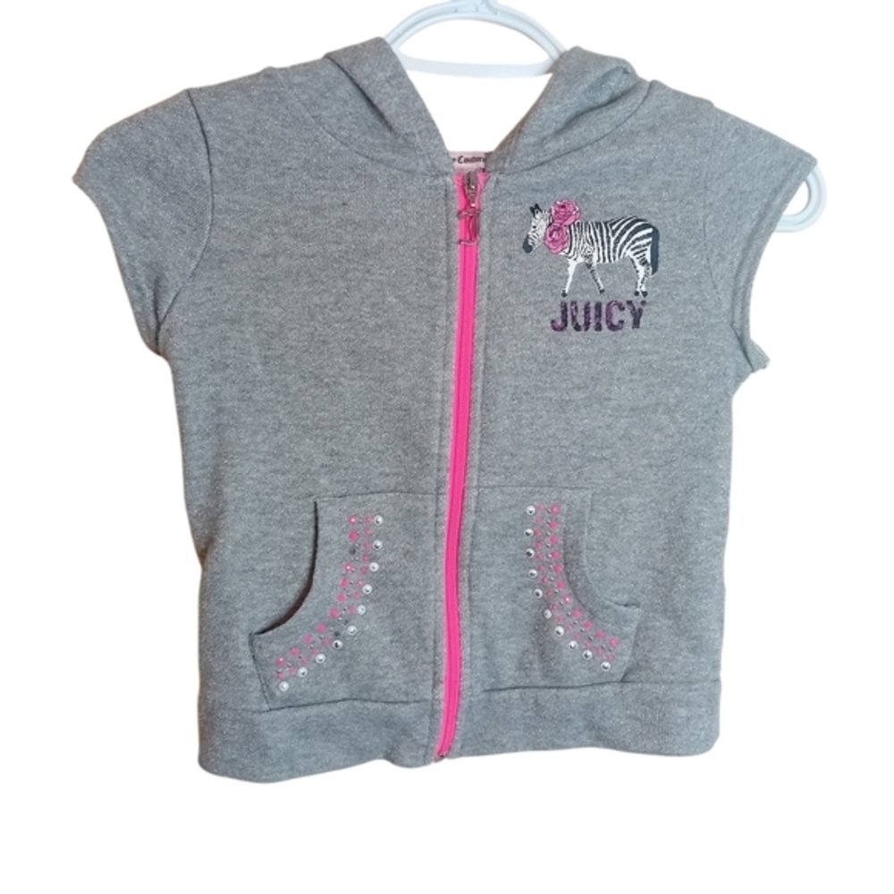 Kids Juicy Couture Sleeveless Hoodie Sweatshirt Rhinestones Zebra‎ Logo S 7/8